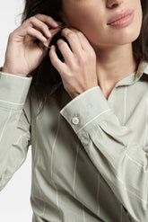 DIPLOMATIC STRIPE POPLIN DOUBLE BREASTED TIE CHIAR SHIRT